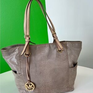 Michael Kors Tote with Embossed Texture and Gold Charm